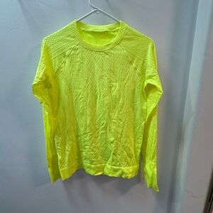 Day glow yellow lululemon running shirt